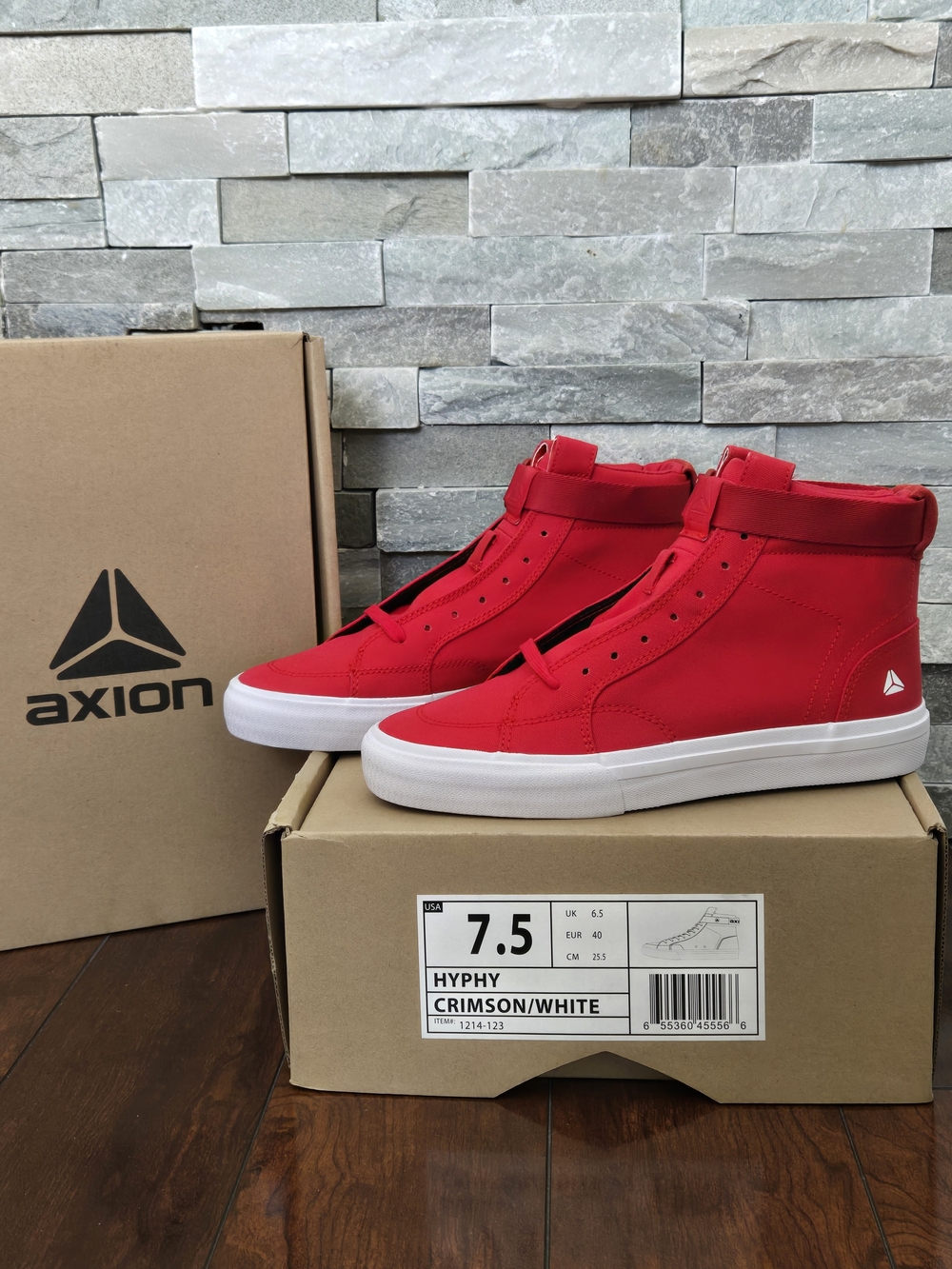 Axion Hyphy Crimson/White Men's High-Top Sneakers, Size 7.5